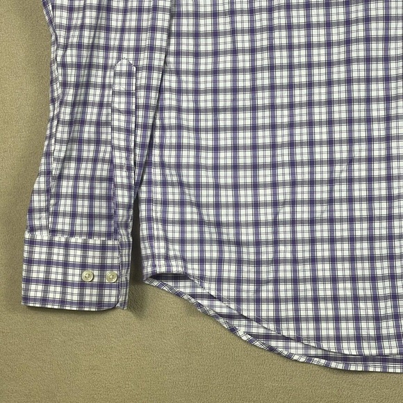 Peter Millar Summer Comfort Mens L Long Sleeve Button Up Shirt Purple Plaid - Picture 3 of 13